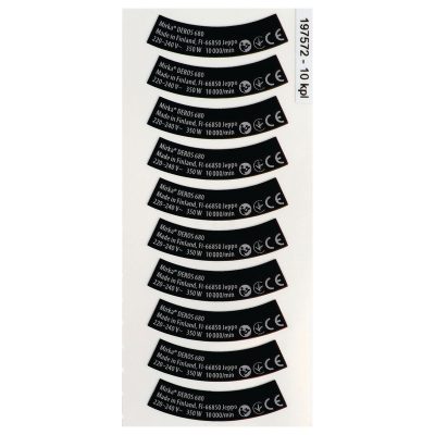 Type Label Kit for DEROS 550,625,680 220-240V
