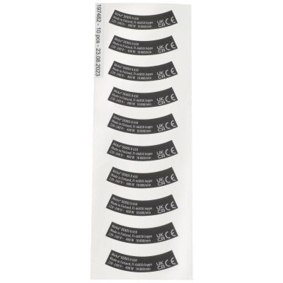 Type Label kit, DEROS II 650 220-240V 1 sheet/pkg
