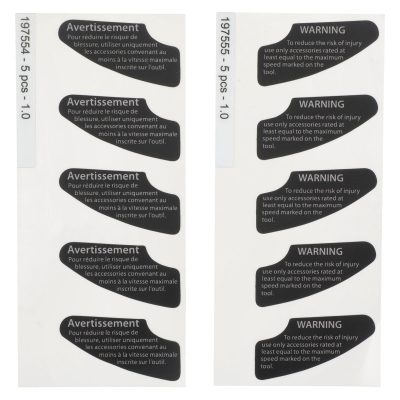 Warning Label kit for DEROS RS, POLAROS RP